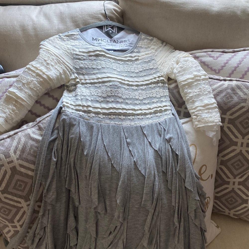Truly me long sleeve gray with white floral dress